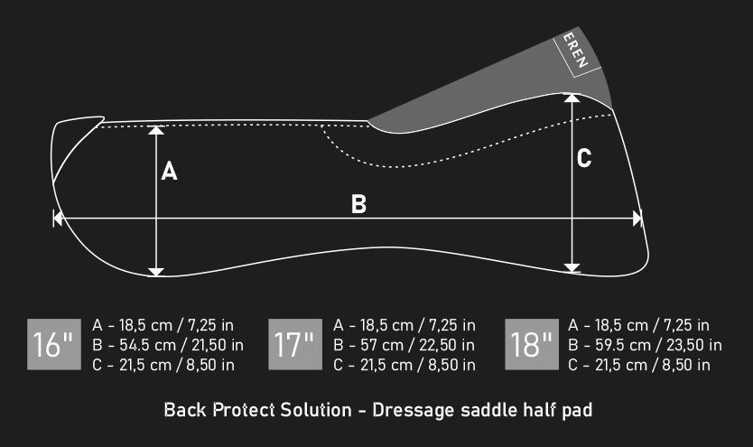 Winderen dressage half pad size chart