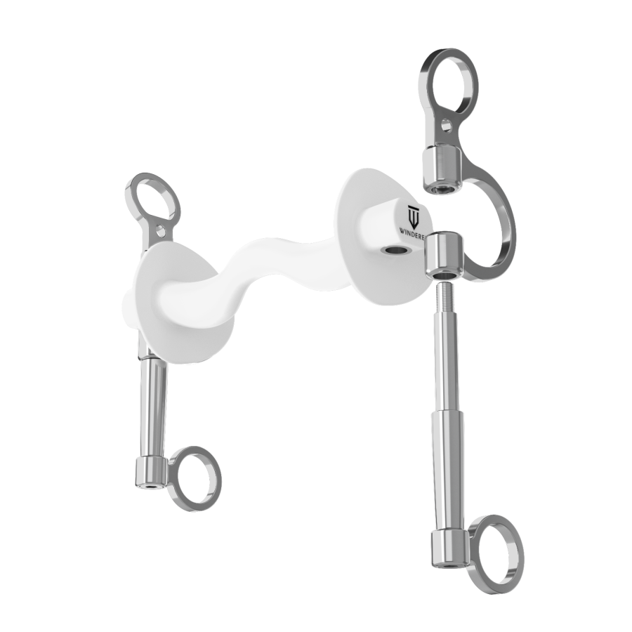 Winderen bitten Pelham met middellange scharen - Stang met tongboog en  bitringen 135 mm - White Edition, image size:900x900