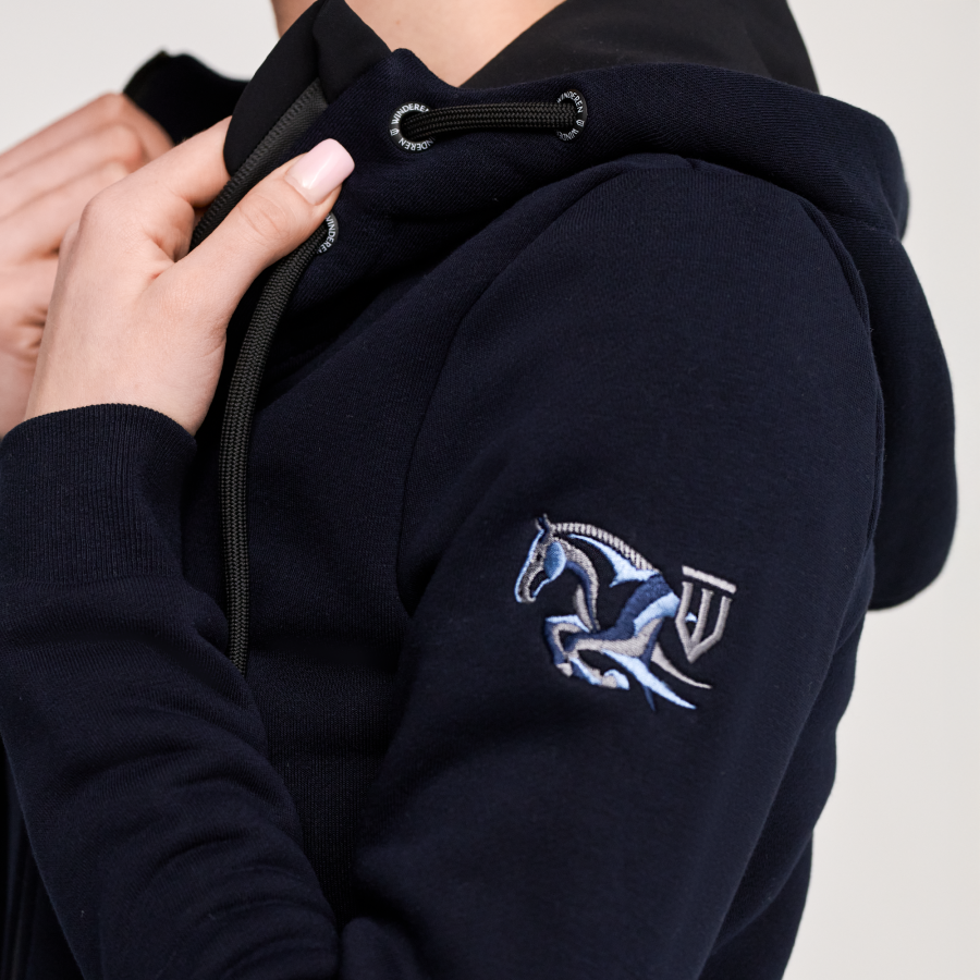 Sweat Zippé Equiline Italia – Femme Taille M – Bleu – Capuche – Equestre – Occasion