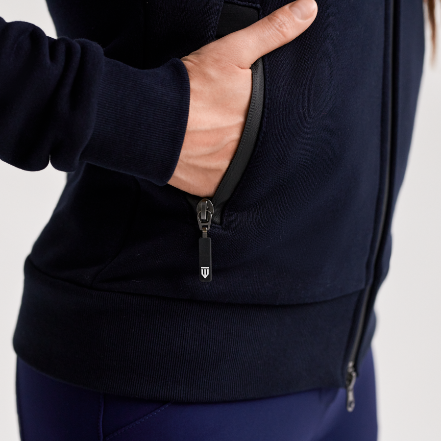 Veste D’équitation Kerrits Puddle Pull Femme - Couleur Bleue, Longue, Imperméable Avec Poches, Occasion Bon état