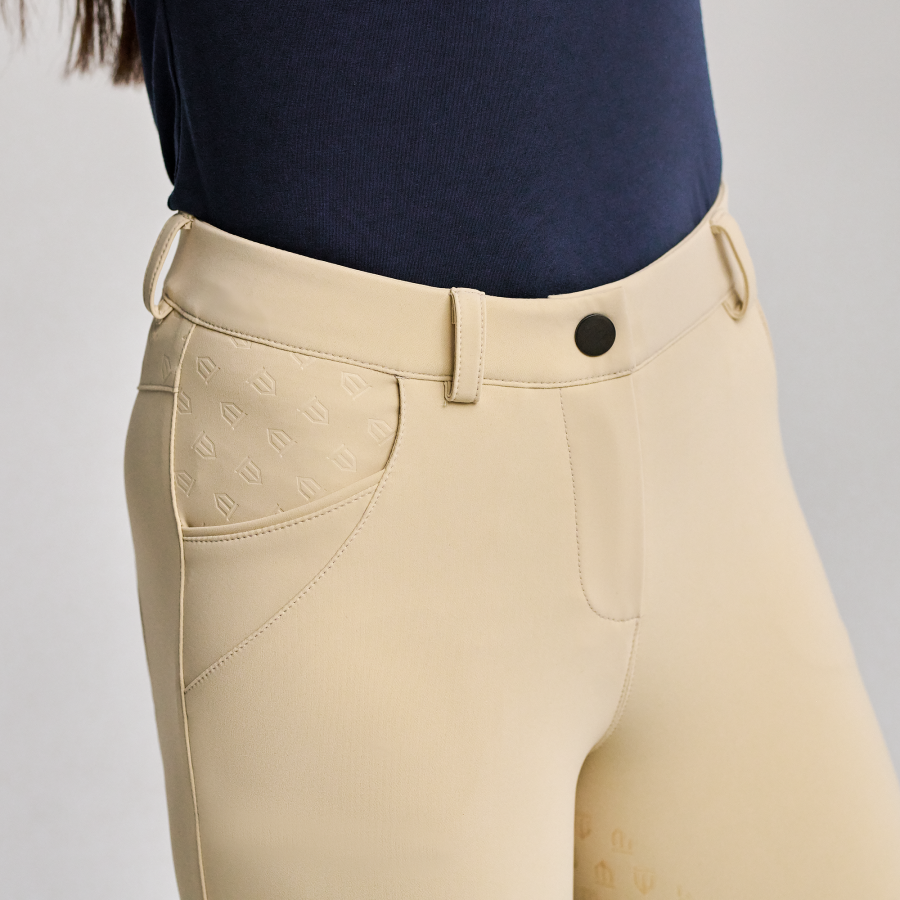 Pantaloni Da Equitazione Donna Con Inserti In Silicone - Vita Alta, Elasticizzati 4 Vie, Tasca Con Cerniera, UPF 50+